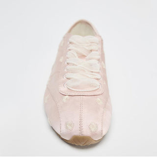 Embroidered Low Heel Flats