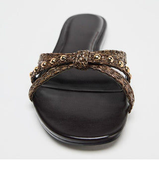 Knitted Belt Flat Slippers