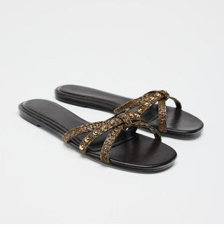 Knitted Belt Flat Slippers