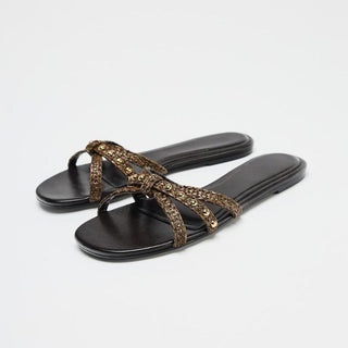 Knitted Belt Flat Slippers
