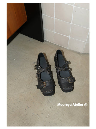 Cross Buckle Ballet Flats