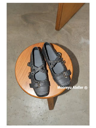 Cross Buckle Ballet Flats