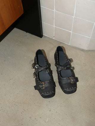 Cross Buckle Ballet Flats