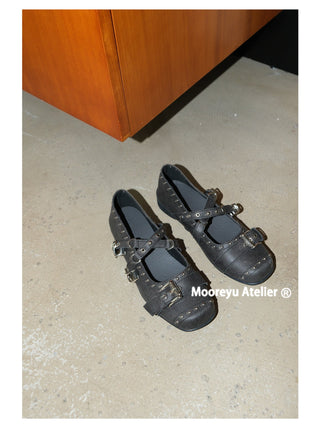 Cross Buckle Ballet Flats
