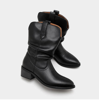 Pleated Pile Ankle Boots