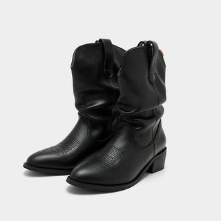 Pleated Pile Ankle Boots
