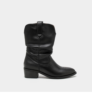 Pleated Pile Ankle Boots