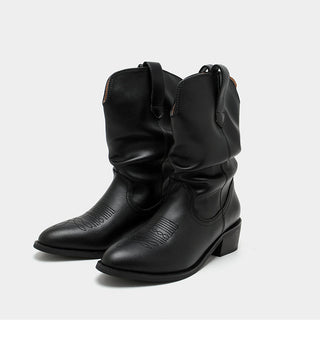 Pleated Pile Ankle Boots
