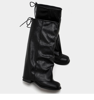 Black Chunky Heel Boots
