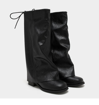 Black Chunky Heel Boots