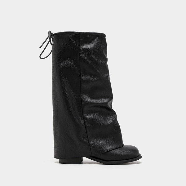 Black Chunky Heel Boots