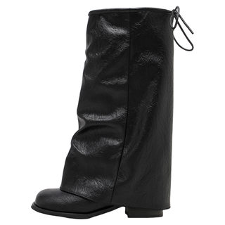 Black Chunky Heel Boots