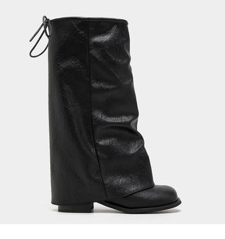 Black Chunky Heel Boots