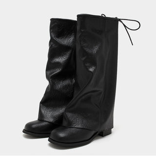 Black Chunky Heel Boots