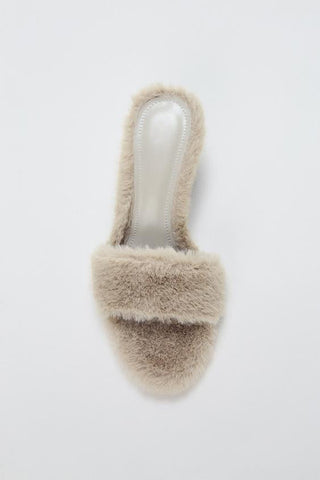 furry stiletto sandals