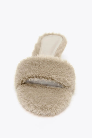 furry stiletto sandals