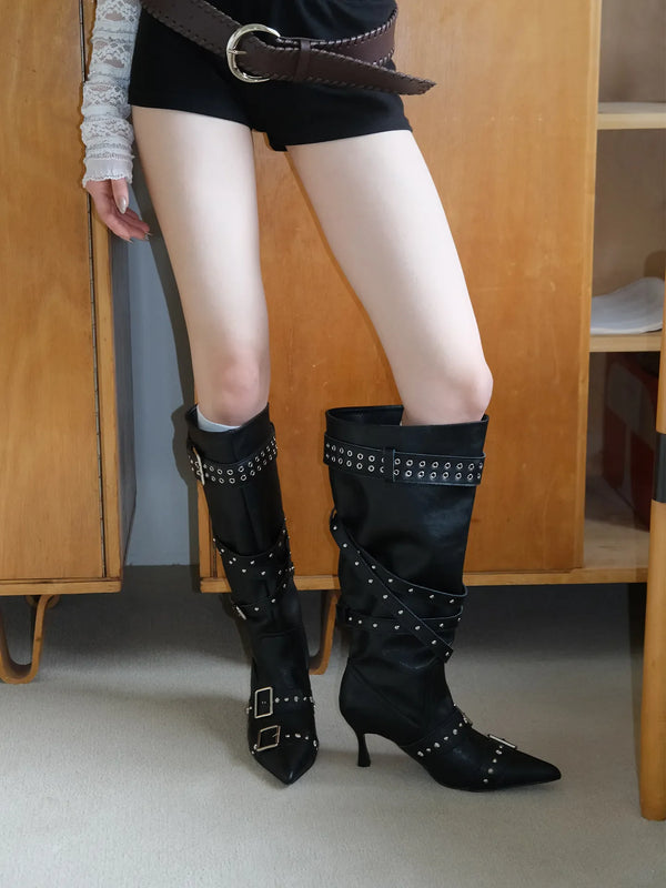 motorcycle buckle boots