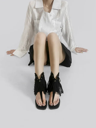 tassel roman sandals