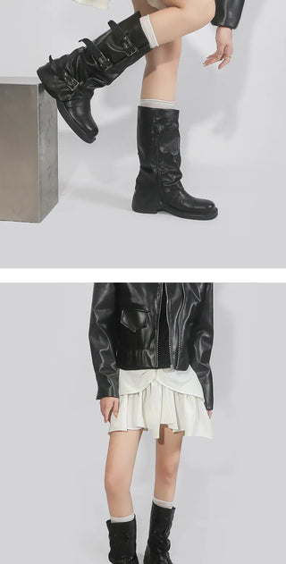 pleated short boots