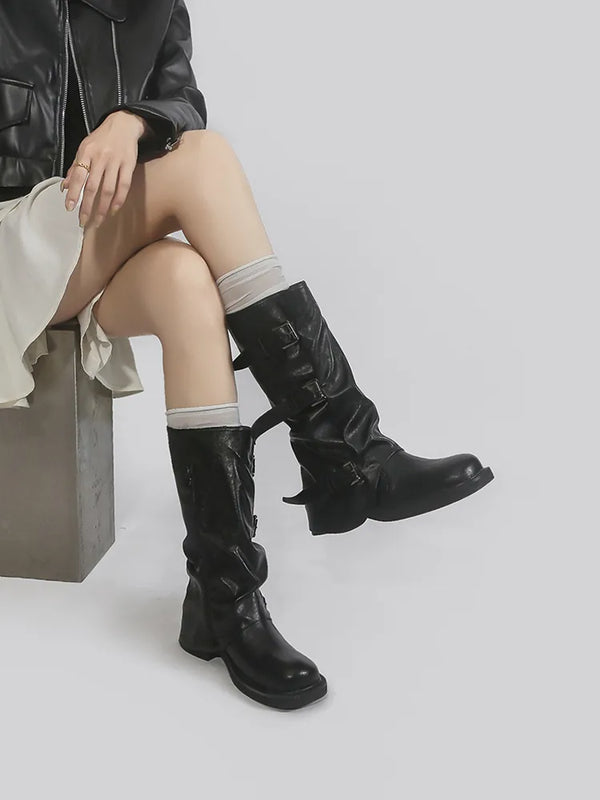 pleated short boots