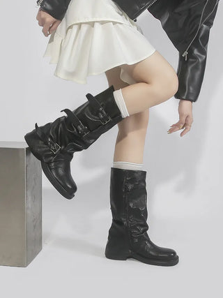 pleated short boots