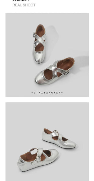 silver Mary Janes