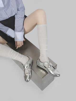 silver Mary Janes