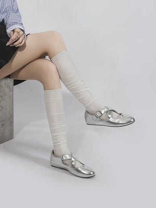 silver Mary Janes