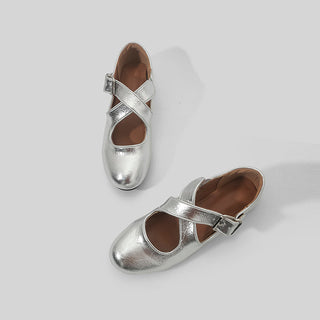 silver Mary Janes