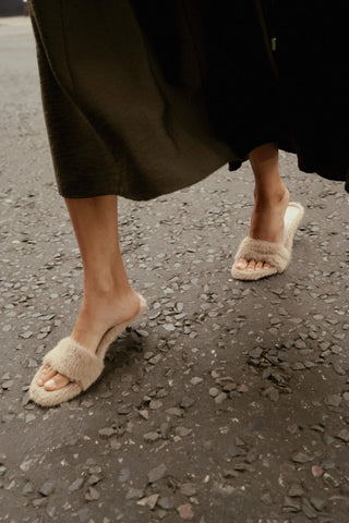 furry stiletto sandals