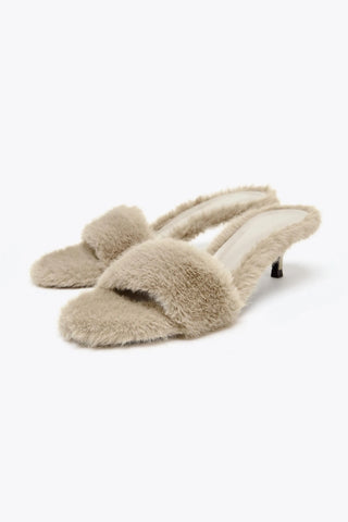 furry stiletto sandals