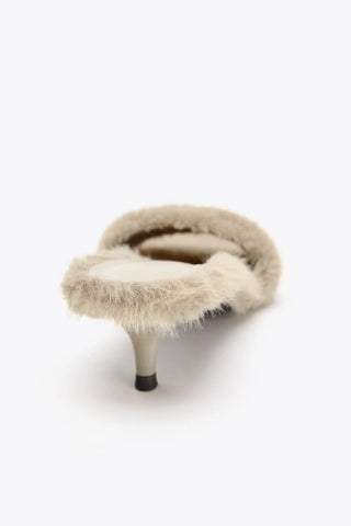 furry stiletto sandals