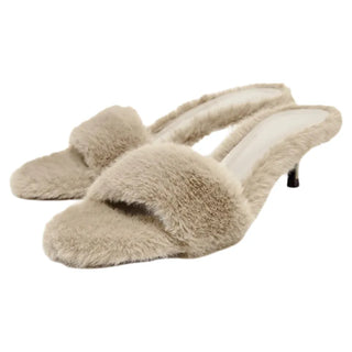 furry stiletto sandals