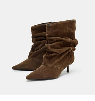 pleated kitten boots
