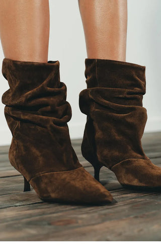 pleated kitten boots
