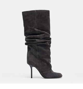 pleated stiletto boots