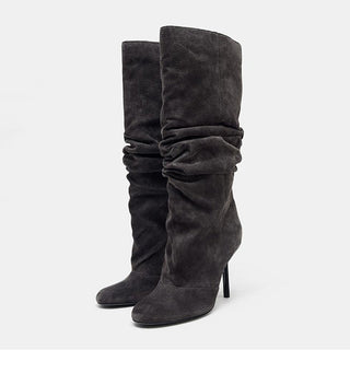 pleated stiletto boots