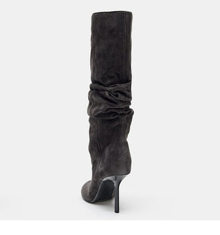 pleated stiletto boots