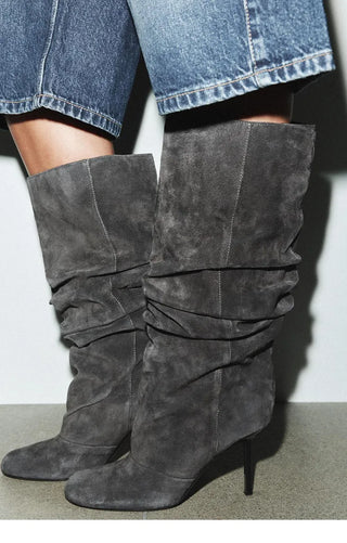 pleated stiletto boots