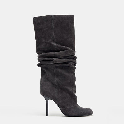 pleated stiletto boots