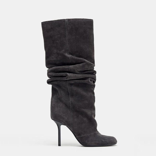pleated stiletto boots