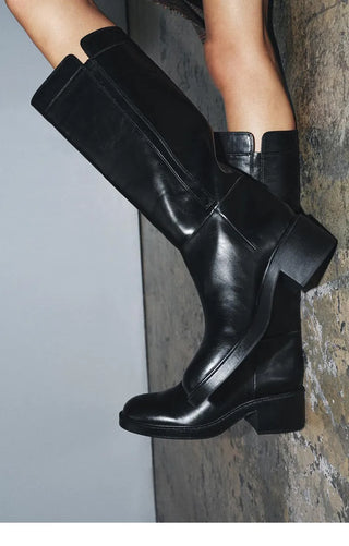 string chunky boots