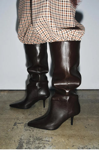 pointed high leg boots
