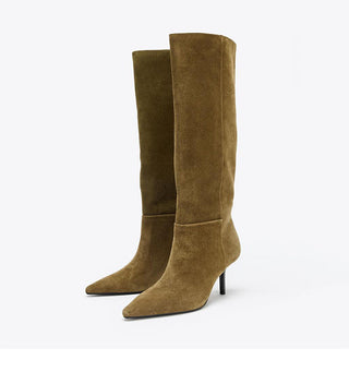 pointed high leg boots