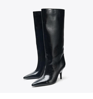pointed cat heel boots