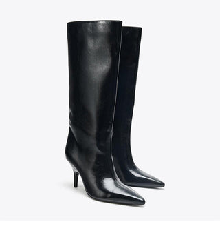 pointed cat heel boots