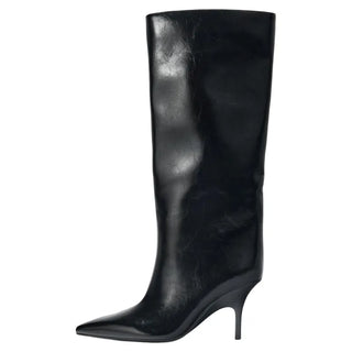 pointed cat heel boots