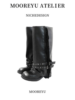 distressed tassel boots