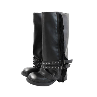 distressed tassel boots