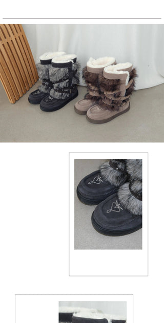 fur buckle boots
